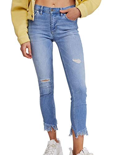 We The Free Womens Denim Destroyed Skinny Crop Jeans Blue 30